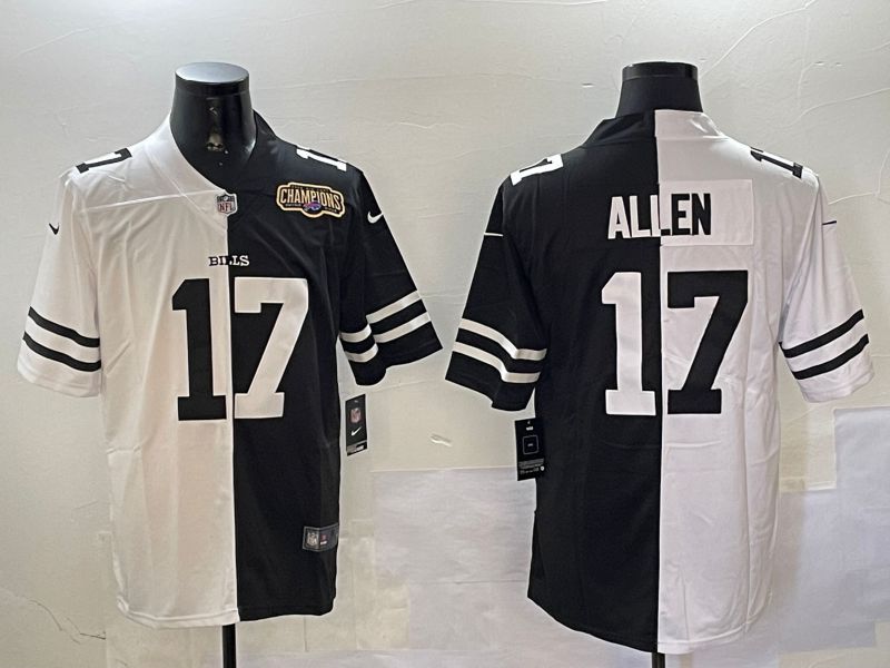 Men Buffalo Bills #17 Allen Black White 2024 Nike Limited NFL Jersey style 0108